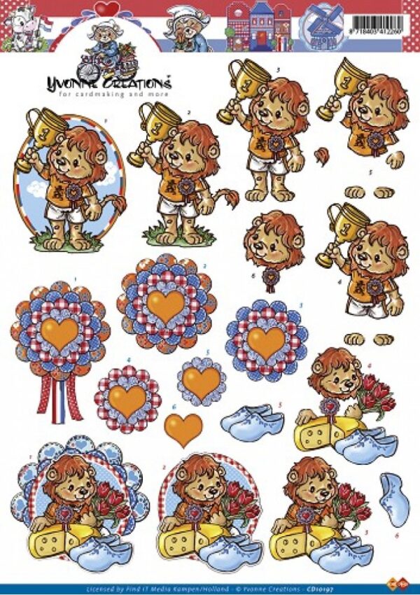 knipvel-3D-Yvonne Creations -  Holland Leeuwen- CD10197