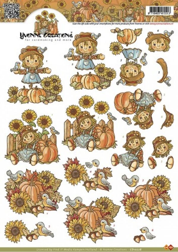 knipvel-3D-Yvonne Creations - Herfst Vogelverschrikkers - CD10228