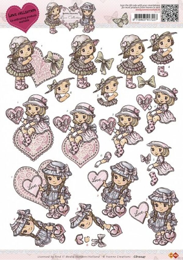 knipvel-3D-Yvonne Creations - Valentine Girl- Love Collection - CD10247
