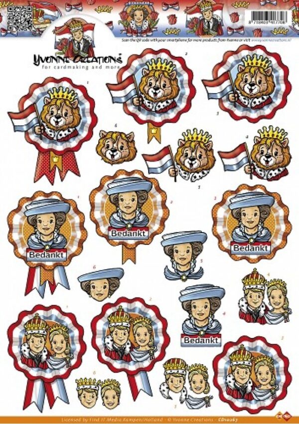 knipvel-3D-Yvonne Creations - Nr. 2 Koninginnedag - CD10267
