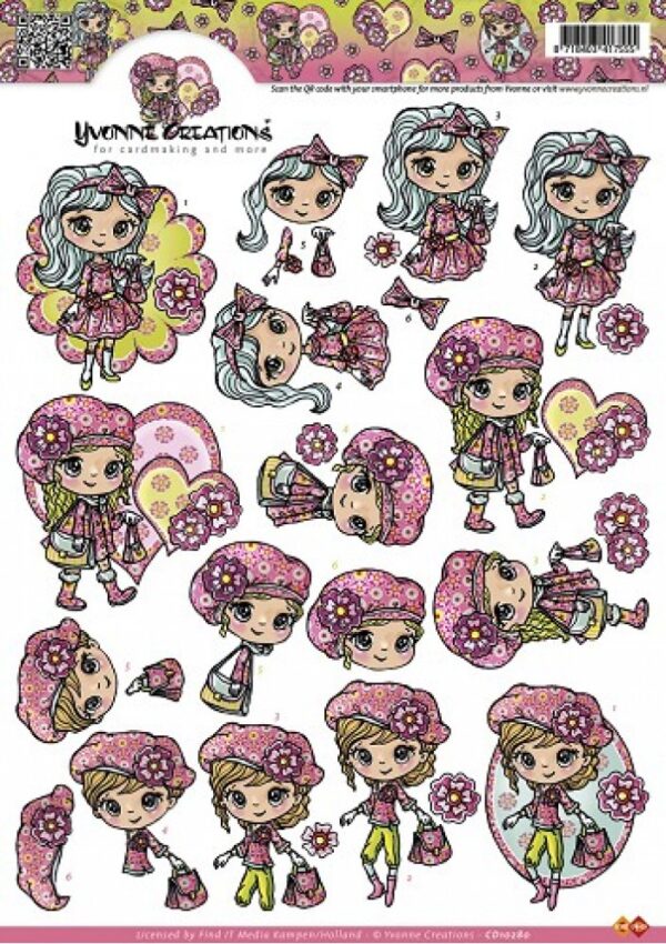 knipvel-3D-Yvonne Creations -Fashion Girls-CD10280