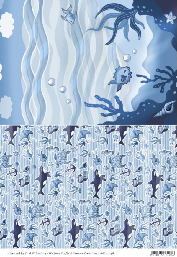 knipvel-3D-Yvonne Creations - Ocean Days – Backgroundsheet Under Water - BGS10048