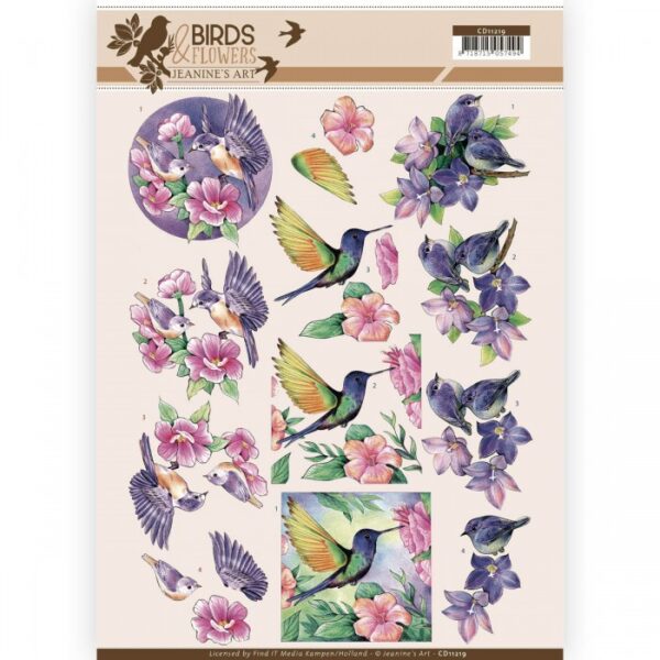knipvel-3D-Jeanine's Art - Tropical Birds - Birds and Flowers - CD11219