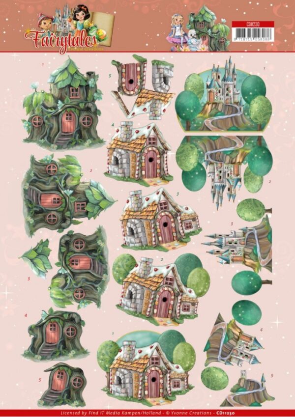 knipvel-3D-Yvonne Creations - Fairytale Houses  - CD11230