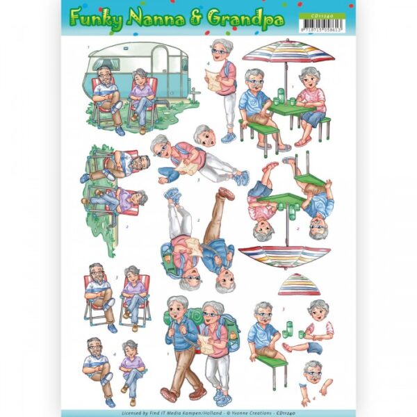 knipvel-3D-Yvonne Creations - Vacation - Funky Nanna and Grandpa - CD11240