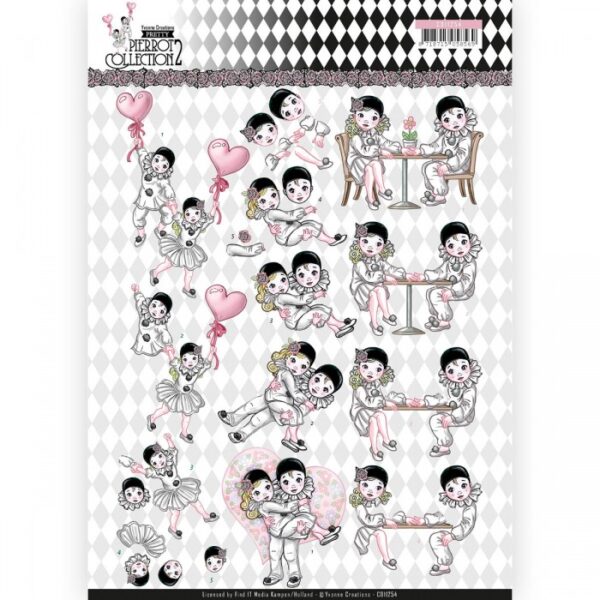 knipvel-3D-Yvonne Creations - Love is in the Air Pretty Pierrot 2 - CD11254