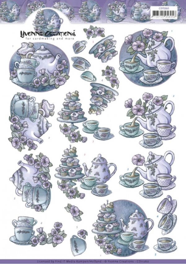 knipvel-3D-Yvonne Creations - Teapot in purple - CD11260