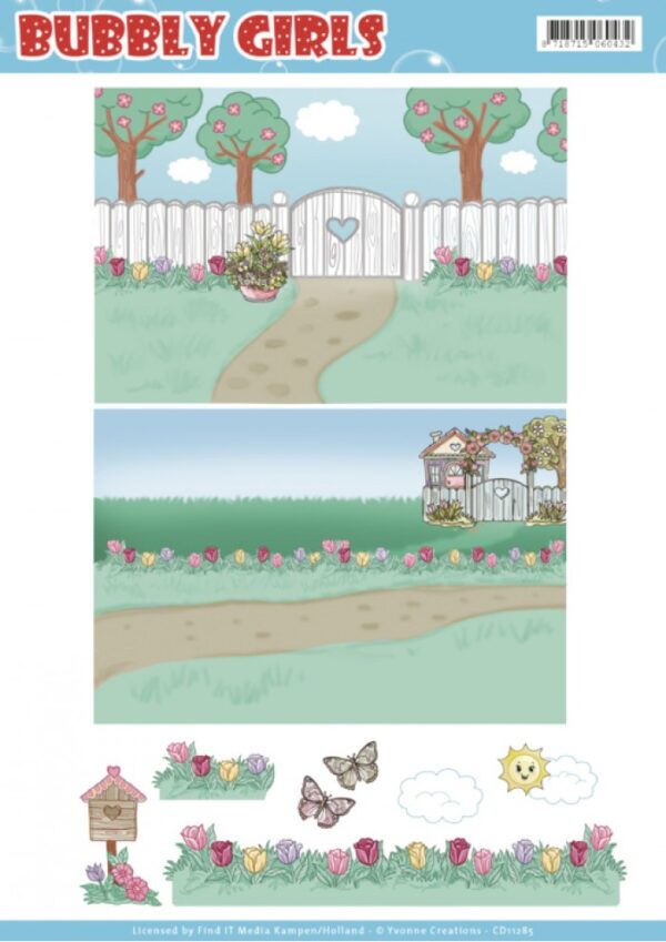 knipvel-3D-Yvonne Creations - Background Sheets - Bubbly Girls - Spring - CD11285