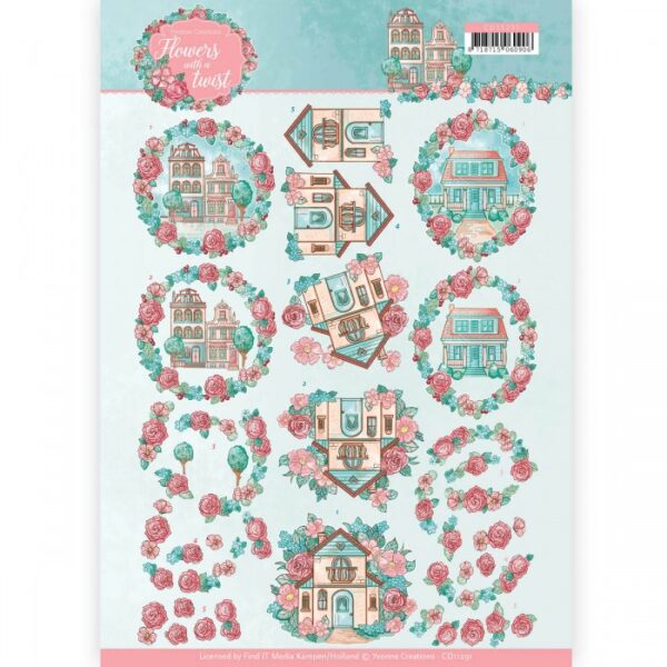 knipvel-3D-Yvonne Creations - Living Flowers- Flowers with a Twist - CD11291