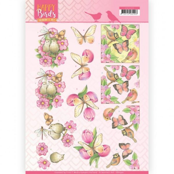 knipvel-3D-Jeanine's Art - Pink Dance Happy Birds - CD11322