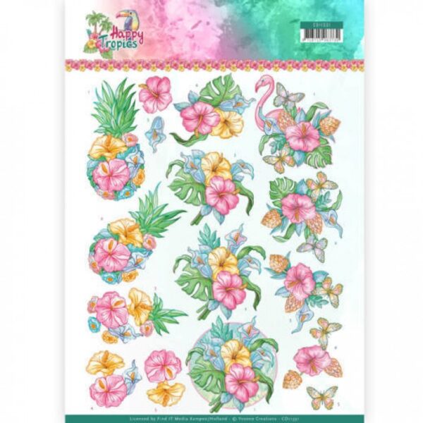 knipvel-3D-Yvonne Creations - Tropical Flowers - CD11331