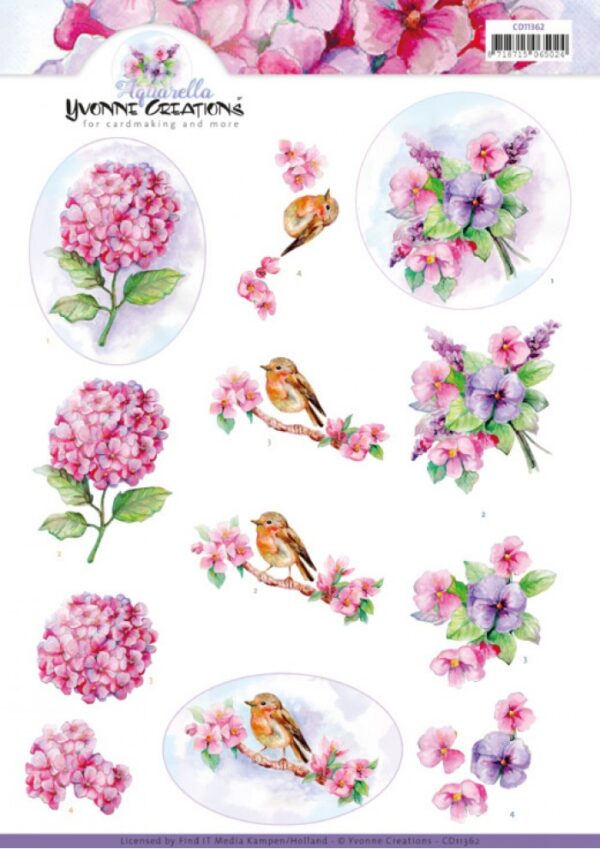 knipvel-3D-Yvonne Creations - Violets - CD11362