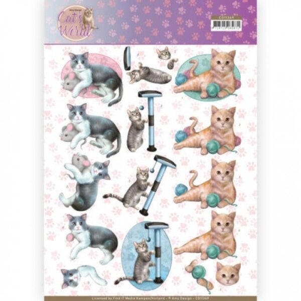 knipvel-Amy Design -Playing Cats - Cat's World- CD11369