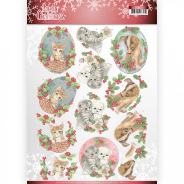 knipvel-3D-Jeanine's Art - Lovely Christmas - Lovely Christmas Pets - CD11375