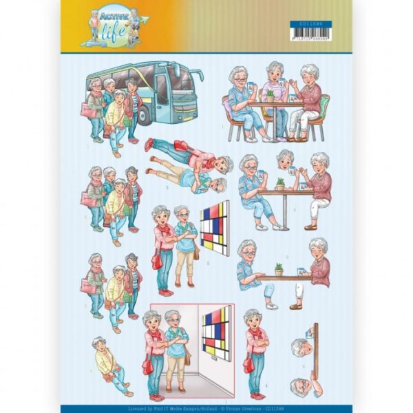 knipvel-3D-Yvonne Creations - Met vrienden Friends Active Life - CD11399