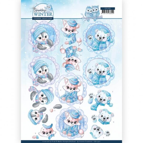 knipvel-3D-Yvonne Creations - Wintervrienden Sparkling Winter - CD11402