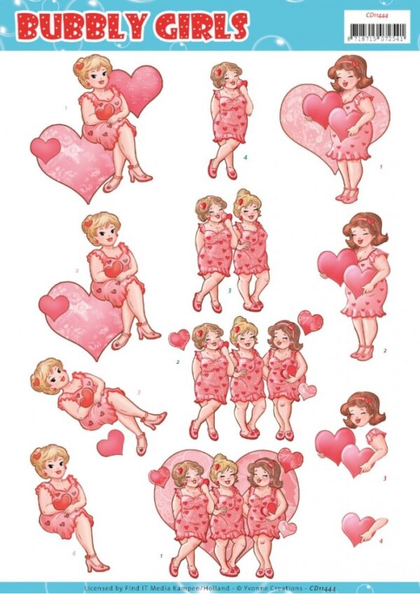knipvel-3D-Yvonne Creations - Voor jou Bubbly Girls - CD11444