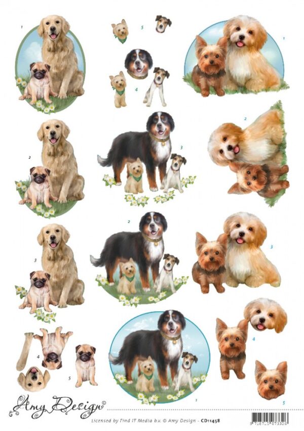 knipvel-Amy-design-Dogs 3D Cutting Sheet- CD11458