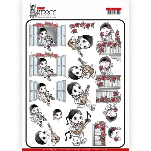 knipvel-3D-Yvonne Creations - Serenade Petit Pierrot - CD11466