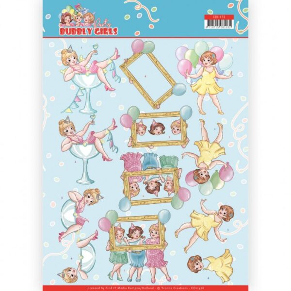 knipvel-3D-Yvonne Creations - Let's Have Fun Bubby Girls Party  - CD11476