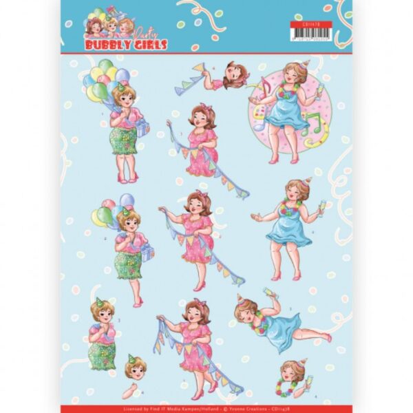 knipvel-3D-Yvonne Creations - Party Time Bubby Girls Party - CD11478