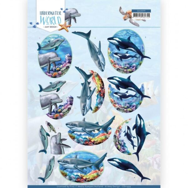 knipvel-Amy-design-Big Ocean Animals 3D Cutting Sheet Underwater World - CD11499