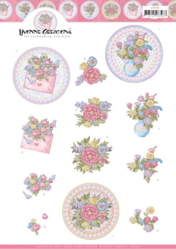 knipvel-3D-Yvonne Creations - Mothers Day Flowers - CD11511