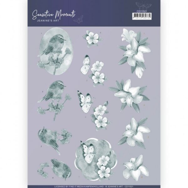 knipvel-3D-Jeanine's Art - Grey Lily 3D Cutting Sheet Sensitive Moments - CD11521