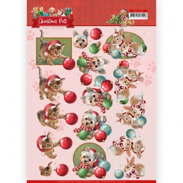 knipvel-Amy-Design-Christmas balls 3D Cutting Sheet Christmas Pets -CD11528
