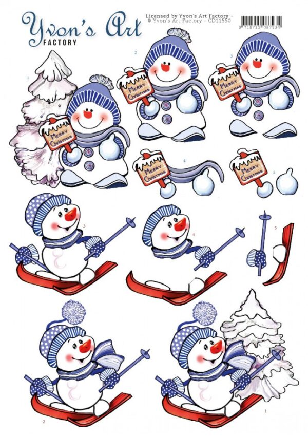 knipvel-3D-Yvon's Art Factory - Snowmen - CD11550