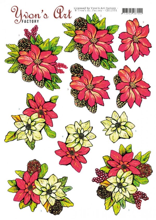 knipvel-3D-Yvon's Art Factory - Poinsettia - CD11551