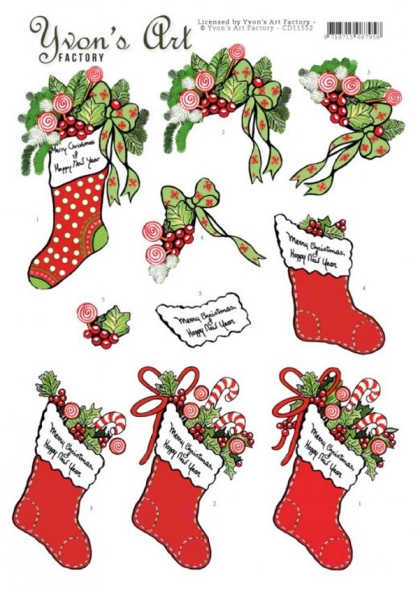 knipvel-3D-Yvon's Art Factory - Christmas stocking - CD11552