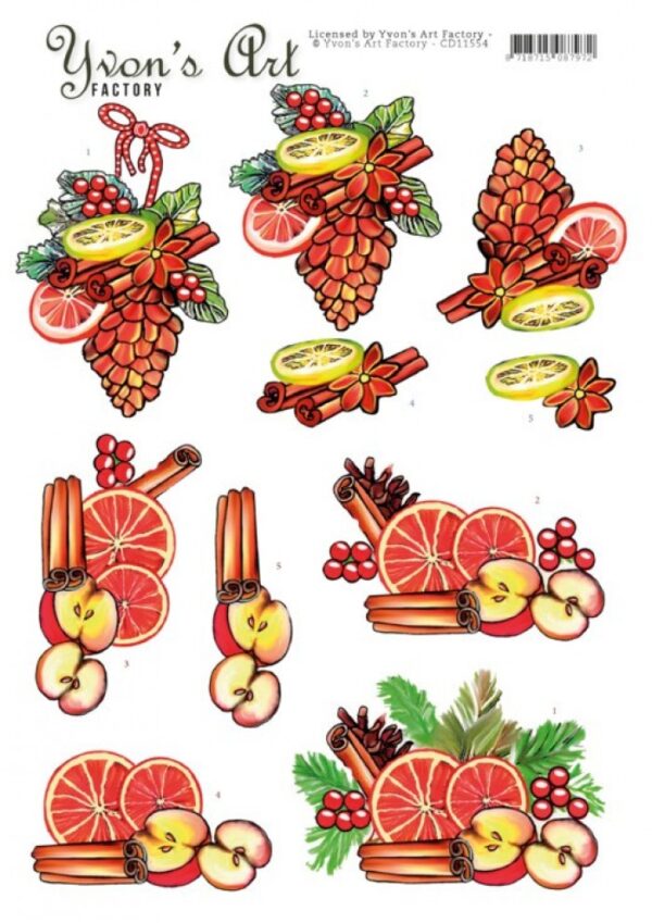 knipvel-3D-Yvon's Art Factory - Christmas Fruit - CD11554