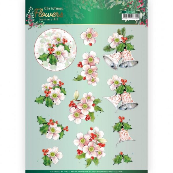 knipvel-3D-Jeanine's Art - Pink Christmas Flowers - Christmas Flowers - CD11558