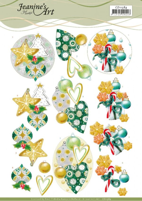knipvel-3D-Jeanine’s Art - Christmas Baubles - CD11584