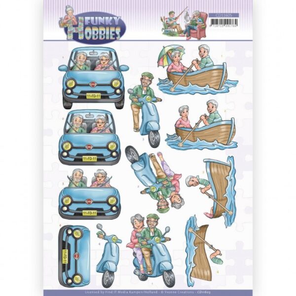 knipvel-3D-Yvonne Creations - A day out - Funky Hobbies - CD11605