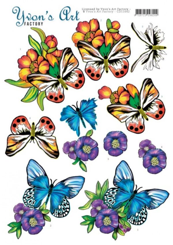 knipvel-3D-Yvon's Art Factory - Butterflies Blue - CD11642