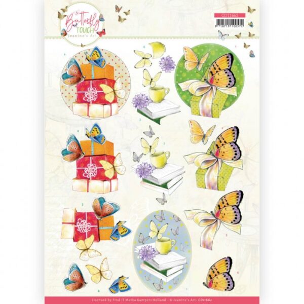 knipvel-3D-Jeanine's Art - Butterfly Touch - Yellow Butterfly - CD11662