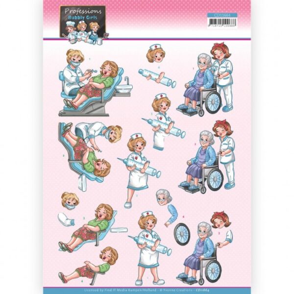 knipvel-3D-Yvonne Creations - Nurse - Bubbly Girls Professions - CD11664
