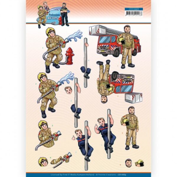 knipvel-3D-Yvonne Creations - Fire department- Big Guys Professions- CD11669