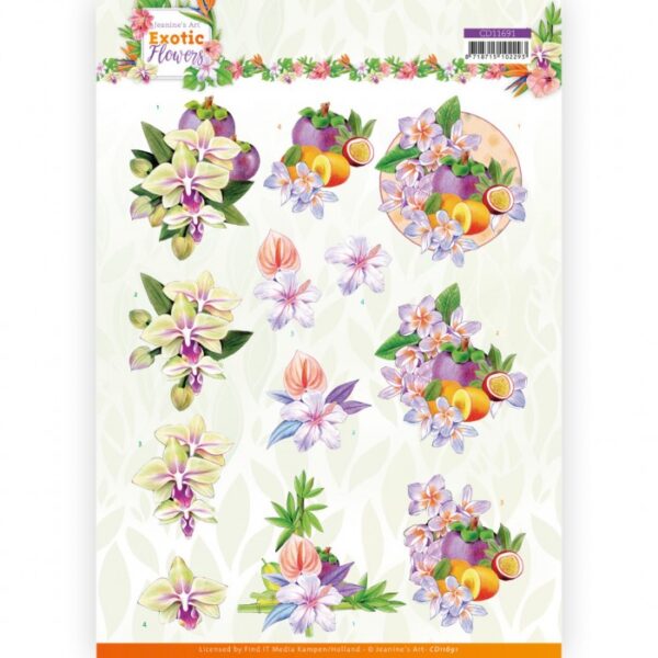 knipvel-3D-Jeanine’s Art - Exotic Flowers - Purple Flowers - CD11691