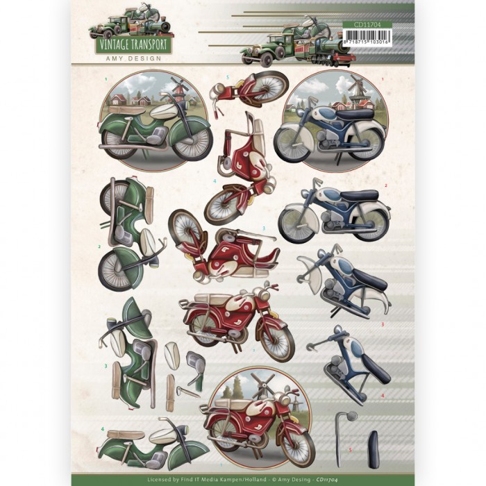 knipvel-3D-Amy Design - Vintage Transport - Moped- CD11704