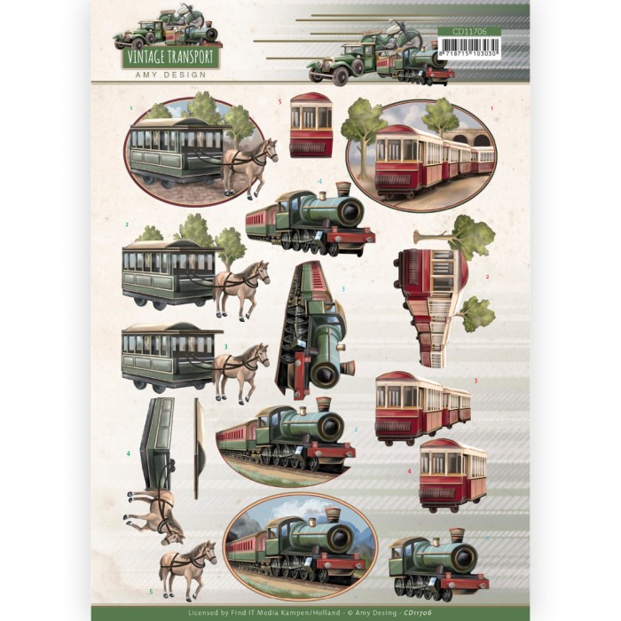 knipvel-3D-Amy Design - Vintage Transport - Train- CD11706