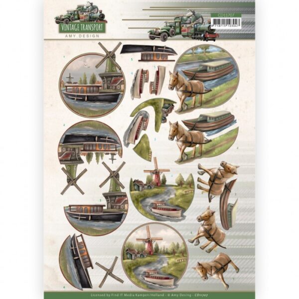 knipvel-3D-Amy Design - Vintage Transport - Boat- CD11707