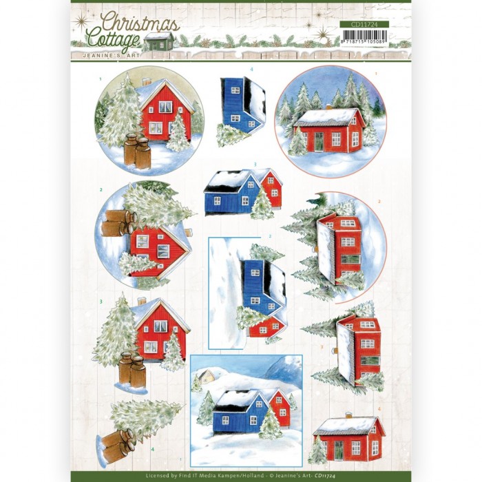 knipvel-3D-Jeanine’s Art - Christmas Cottage - Winter Cottage - CD11724