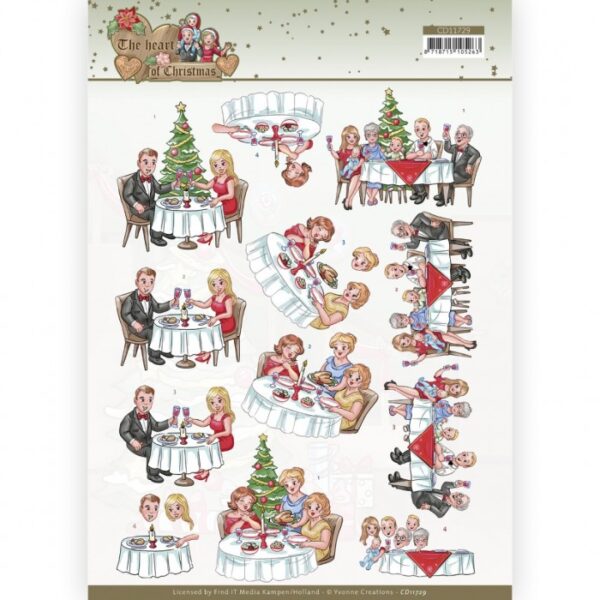 knipvel-3D-Yvonne Creations - The Heart of Christmas - Dining - CD11729