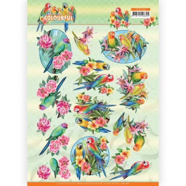 knipvel-Amy-Design -Colourful Feathers - Parrot - CD11762