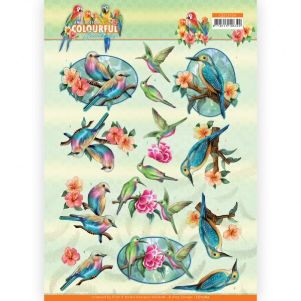 knipvel-Amy-Design -Colourful Feathers - Hummingbird - CD11764