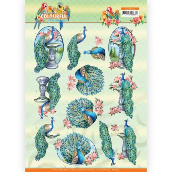 knipvel-Amy-Design -Colourful Feathers - Peacock - CD11765