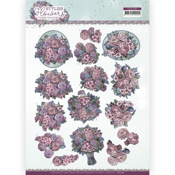 knipvel-3D-Yvonne Creations - Stylish Flowers - Sweet Bouquet - CD11781